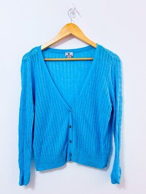 WORTHINGTON Turquoise Knit Cardigan | Lightweight Classic | X-Large